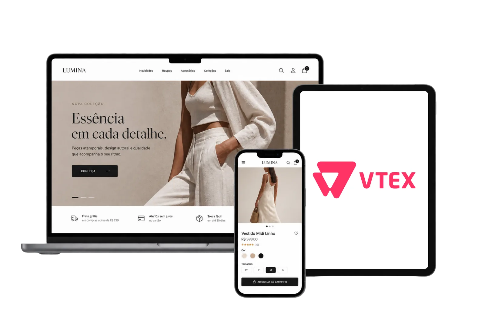 Loja virtual em desktop, tablet e celular